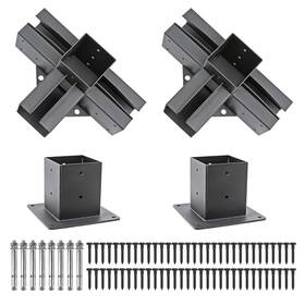 Antsky 711731314211 2pcs Pergola Brackets Stainless Steel 4-way Right Angle Corner Kit Includes