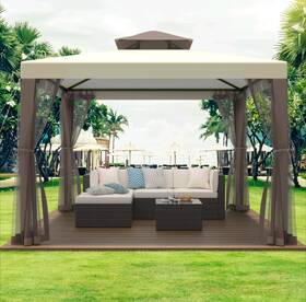 Aonear 737547695863 10ftx10ft Patio Gazebo Tent Mosquito Netting Outdoor Canopy Shelter For Garden