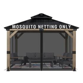 Aoodor 643556189463 Universal 10x10 Ft Gazebo Mosquito Netting Replacement 4-panel Sidewalls Wit