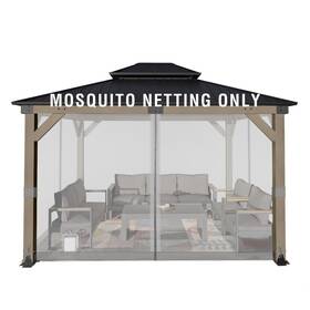 Aoodor 643556189487 Universal 10x12 Ft Gazebo Mosquito Netting Replacement 4-panel Sidewalls Wit