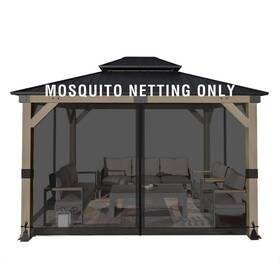 Aoodor 643556189524 Universal 10x13 Ft Gazebo Mosquito Netting Replacement 4-panel Sidewal