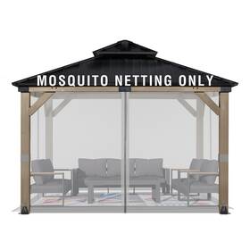 Aoodor 643556189548 Universal 12x12 Ft Gazebo Mosquito Netting Replacement 4-panel Sidewalls Wit