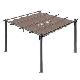 Aoodor 737547924086 Pergola Canopy - Retractable Shade In Dark Brown Fabric For 10 X Ft Pergol