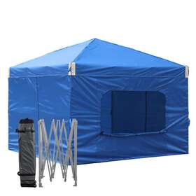 800-153-bl-c Aoodor Pop Up Canopy Tent 12 Ft X Collapsible Removable Sidewall In Blue