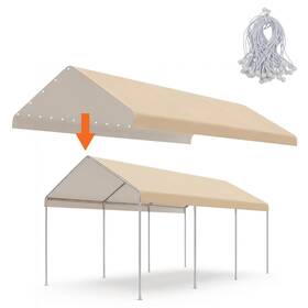 A581-pbebe Aoodor 10 X 20 Ft Carport Replacement Canopy Cover With Extra-long Ball Bungees