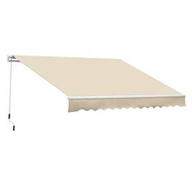 840-175v00cw Aosom Llc 12ft X 8ft Retractable Awning Patio Awnings Sun Shade Shelter With Cream White