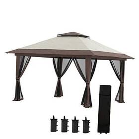 84c-353v00bg Aosom Llc 13ft X Pop Up Gazebo With Netting Upf 50 Instant Canopy Tent Beige