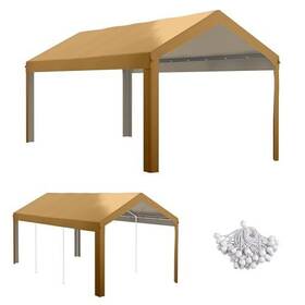 84c-447v00bg Aosom Llc 10ft X 20ft Carport Replacement Top Canopy Cover Uv And Water Resistant Beige
