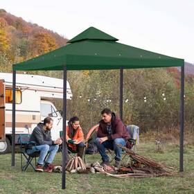 07top003-9.7t-04 Apluschoice 2 Tier 9.76x9.76ft Gazebo Canopy Top Replacement Patio Cover Outdoor Yard Green