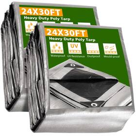 10-mil Apluschoice 767571295715 2 Pack 24x30 Ft Waterproof Poly Tarp Heavy Duty Protect Cover Tarpaulin