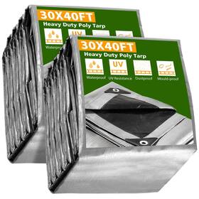 10-mil Apluschoice 767571295722 2 Pack 30x40 Ft Waterproof Poly Tarp Heavy Duty Protect Cover Tarpaulin