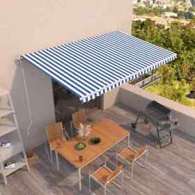 3095724 Automatic Retractable Awning 196.9inchx118.1inch Blue And White