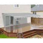Awm10x8greywht Aleko Ft Retractable Motorized Patio Awning Stripe 655222808233