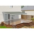 Awm13x10msgreen58 Aleko Motorized Retractable Patio Awning Ft Multistripe Green 649870021045