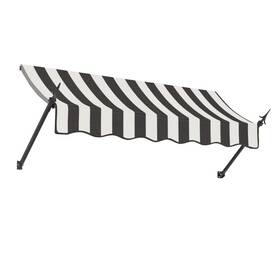 Awntech No32-bp-8kw 8.375 Ft New Orleans Fixed Awning Acrylic Fabric Black/white Stripe