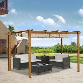 Zjlyvn11302 Bansa Rose Shade Canopy For Patio Garden Backyard 13ftx9ft Outdoor Aluminum Khaki