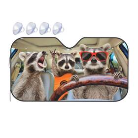 Sz-hait-yan1 Begarm Three Funny Raccoons Animals Windshield Sun Shade For Car Suv Truck 51