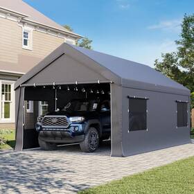 Bezseller Bsyycp020gy-1 10x20 Ft Heavy Duty Carport Canopy With Removable Sidewalls Portable