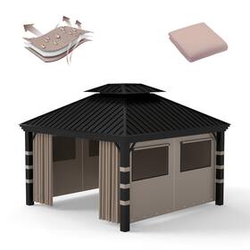Birodeko 762949348390 Gazebo Privacy Replacement Curtain 10ft X Brown Universal 4-panel Sidewal