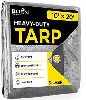Boen 413984162249 Tarp Heavy Duty Waterproof 10 Mil Thick Material Multipurpose Tarpaulin Great Fo