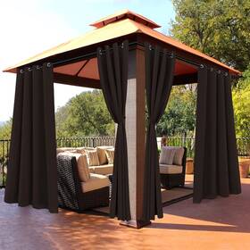 Osaka-5295-choc Bonzer Waterproof Indoor/outdoor Curtains For Patio - Thermal Insulated Ligh
