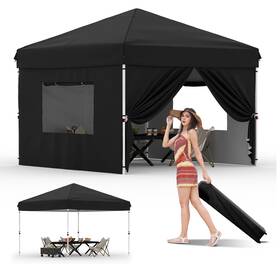 Boupower B0hsojw15583n 10x10 Pop Up Canopy Tent With 4 Sidewalls Heavy Duty Commercial Instant Shel