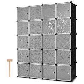Boyel Living 445016788741 71 Inch H X 57 W 18.5 D Black And White Polypropylene Panel Portable Cl