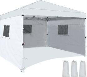 Branded 313048678613 10x10ft Pop Up Canopy Sidewall With Window 3 Packs Tent Walls Only White/silve