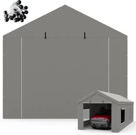 Branded 711181349344 10x20 Ft Waterproof Carport Canopy With Zipper Door - Uv Protected Grey