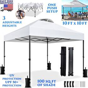 Am0dc-01w-us-33-2533 Branded 10 X 10ft Pop Up Canopy Tent Adjustable Folding Gazebo 100 Sq Ft Shade Uv Proof