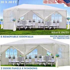 Pkprst-10x20w Branded 10x20ft Outdoor Wedding Canopy Heavy Duty Party Tent Shelter 6 Sidewalls White