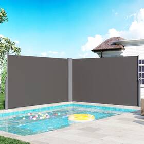 Chtsa088grey-63 C-hopetree 236 Inch X63 Outdoor Retractable Double Side Awning Patio Waterproof Sun Shade P