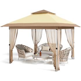 Chiccoutured 199414937382 10x10 Pop Up Gazebo Tent With Mosquito Netting And Water Resistant Oxford Canop