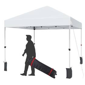 Kfhjs-popuptent-8x8-white-em Chiccoutured 8x8ft Pop Up Canopy Tents Instant Portable Shelter With Easy One-person Setu