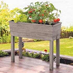 City Pickers 072358033429 33 Inch L X 13 W 29 H Driftwood Gray Resin Elevated Garden Bed