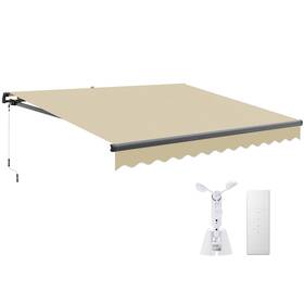 Awnbg14 Co-z 12 X 10 Ft Beige Electric Retractable Awning For Patio With Wind Sun Sensor