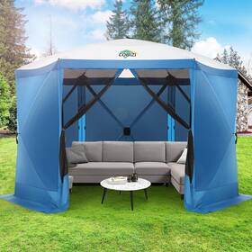 0044-bl-1 Cobizi 12x12 Pop Up Gazebo Screen Tent With Mosquito Net Waterproof Uv50 Sleeps 8