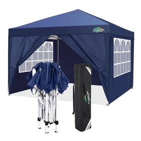19-dbl Cobizi 10x10 Pop Up Canopy Tent With 4 Sidewalls Easy Waterproof Ten