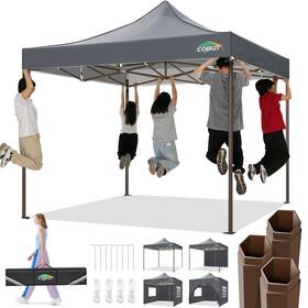 227-gr Cobizi 10x10 Pop Up Canopy Tent Heavy Duty With 4 Sidewalls Commercial Easy Inst
