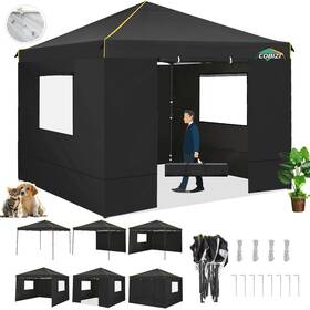 48-gazebo Cobizi 10x10 Pop Up Canopy Tent With 4 Sidewalls And Mesh Windows 2.0 Waterproof Co