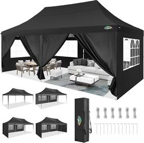 5813-gazebo Cobizi 10x20 Pop Up Canopy With 6 Sidewall Commercial Upf 50 Waterproof