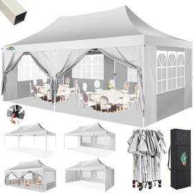 5813w Cobizi 10x20 Pop Up Canopy With 6 Sidewalls Tent Frame Upgraded 3
