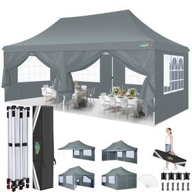 5924-gr Cobizi 10x20 Pop Up Canopy With 6 Sidewalls Conical Party Tent 3 Adjusta