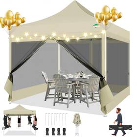 Cobizi 762054224558 10x10 Canopy Tent With 4 Sidewalls Heavy Duty Pop Up Mosquito Net