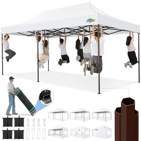 831-w Cobizi Heavy Duty 10x20 Pop Up Canopy Tent With 6 Sidewalls Commercial Instant Cano