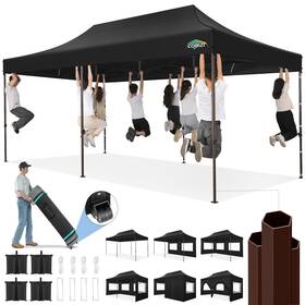 83b-1 Cobizi Heavy Duty 10x20 Pop Up Canopy Tent With 6 Sidewalls Commercial Instant Cano