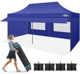 90-dbl Cobizi 10x20 Pop Up Canopy Tent With Awning And Sidewalls Heavy Duty Commercial