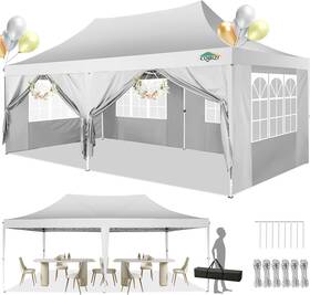 Cobizi 975405944874 10x20 Pop Up Canopy With 6 Sidewalls Conical 10 20 3 Adjustable
