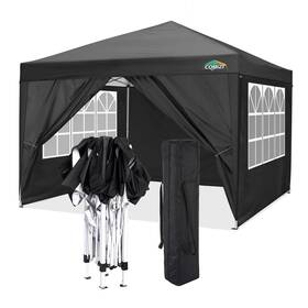 Cobizi 975405945215 10x10 Pop Up Canopy Tent With 4 Sidewalls Easy Waterproof Ten
