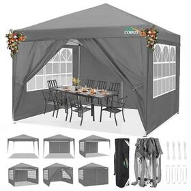 Cobizi 975405945246 10x10 Pop Up Canopy Tent With 4 Sidewalls Easy Waterproof Co